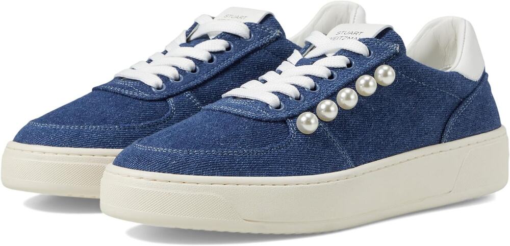 Stuart Weitzman Chic Blue Courtside Pearl Sneakers Size 6